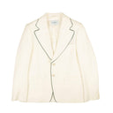 White Piped Wool Blend Tennis Jacket