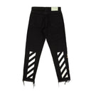 Black Floral Diag Frayed Jeans