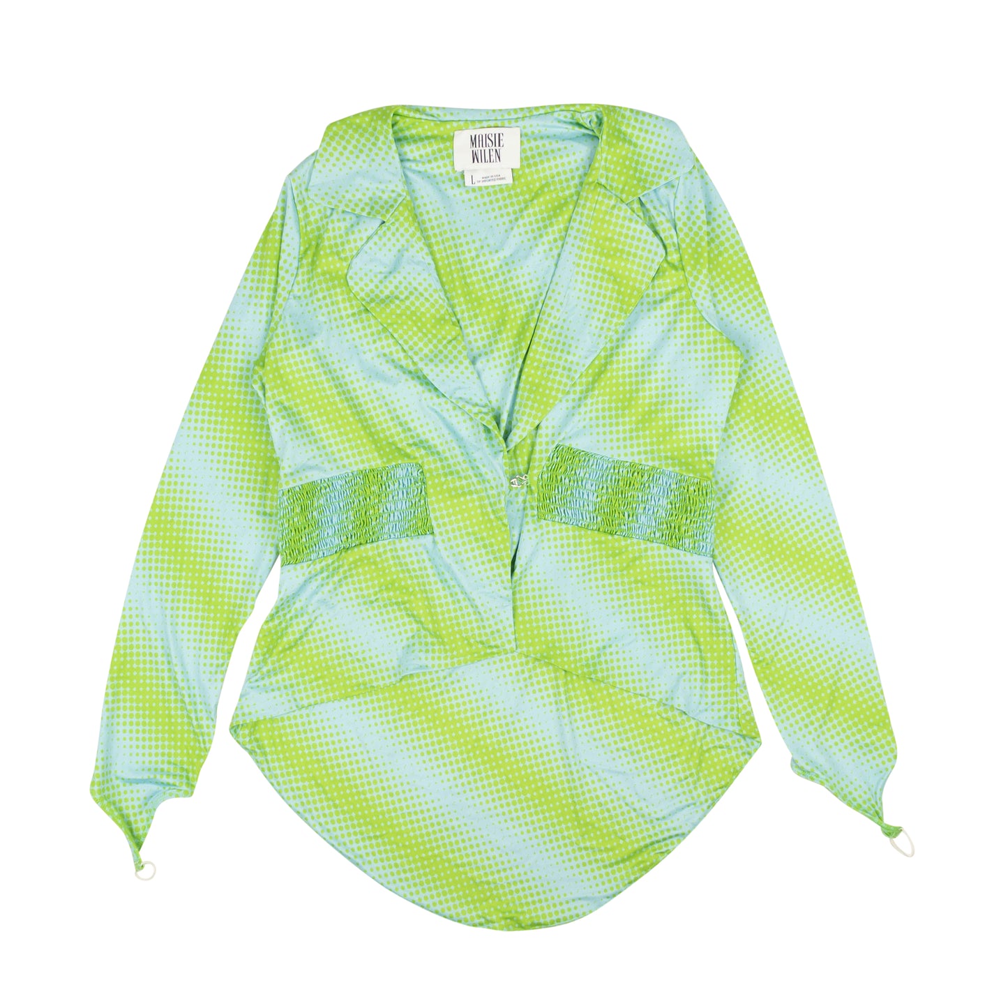 Maisie Wilen Ruched Blazer Jacket - Blue/Green