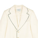White Piped Wool Blend Tennis Jacket