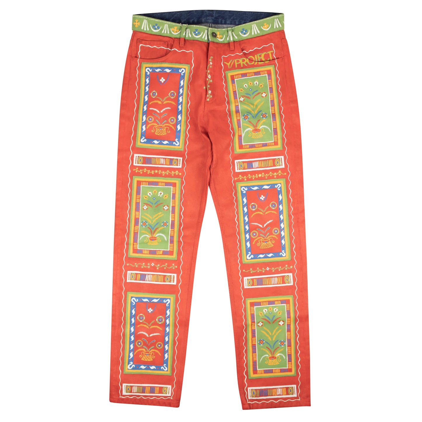 Y/Project Print Hand Painted Multi Denim Jeans - Red