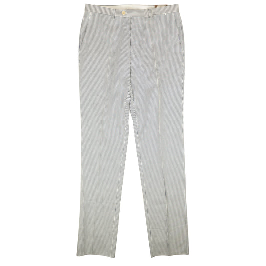 Davide Cenci Striped Flat Front Pants - White/Blue