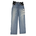 Lost Daze Indigo Skeleton Moon Crop Flared Jeans - Blue