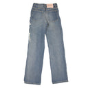 Lost Daze Indigo Skeleton Moon Crop Flared Jeans - Blue