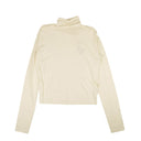 White Long Sleeve Twist Silk Blend Turtleneck