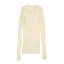 Helmut Lang Ribbed Crewneck Wool Sweater - Ivory