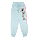MOSCHINO COUTURE LIGHT BLUE SIDE STRIPE BUNNY PATCH PANTS