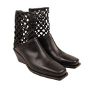 Black Lattice Mule Ankle Boots