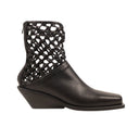 Black Lattice Mule Ankle Boots