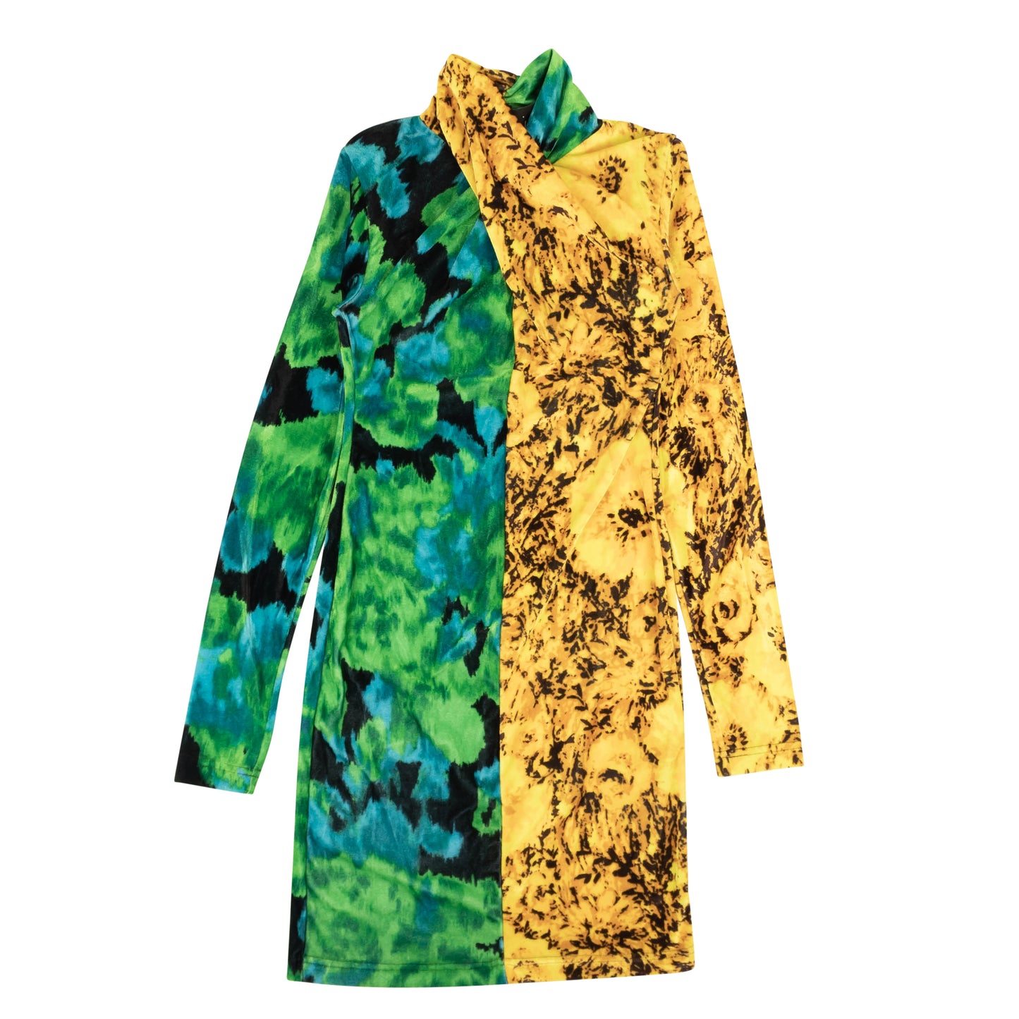 Richard Quinn Moire Twisted Dress - Sunflower/Green
