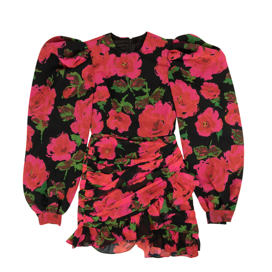 Richard Quinn Rara Floral Dress - Fuchsia Pink