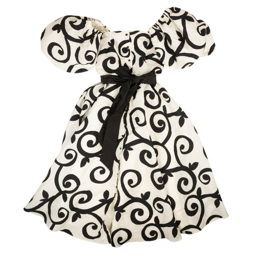Rodarte Cloque Swirl Dress - Black/White