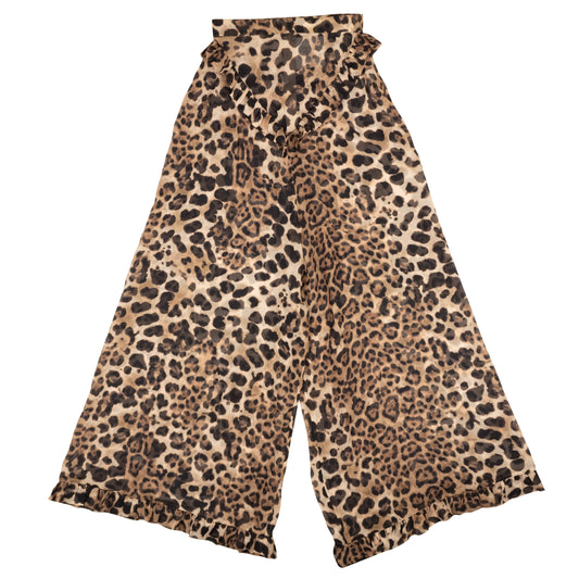 Rodarte Leopard Print Silk Ruffled Pants - Brown