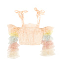Rodarte Off Shoulder Multi Crop Top - Peach