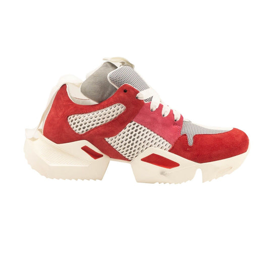 Unravel Project Mesh Suede Sneakers - Red/Pink/Gray