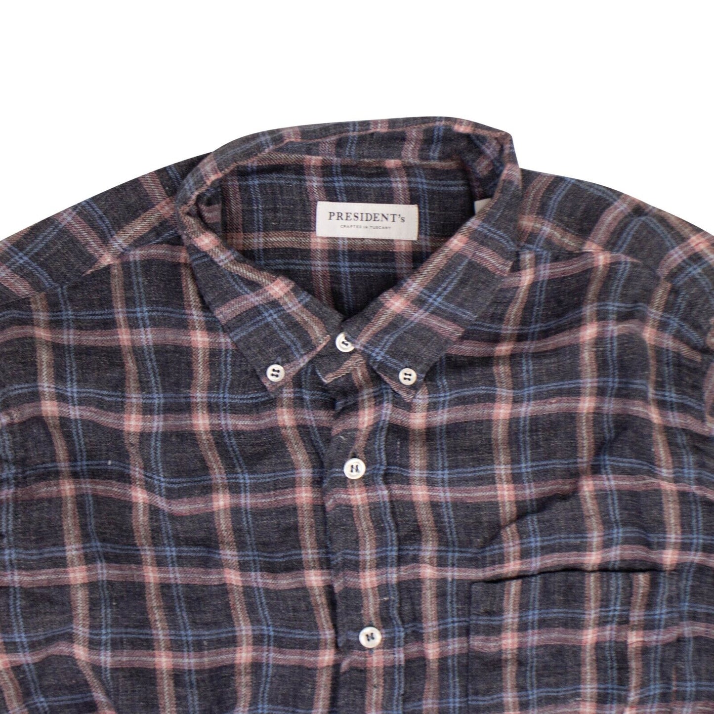 President'S Shirt Chatham Linen Flannel Check Washed - Gray/Pink