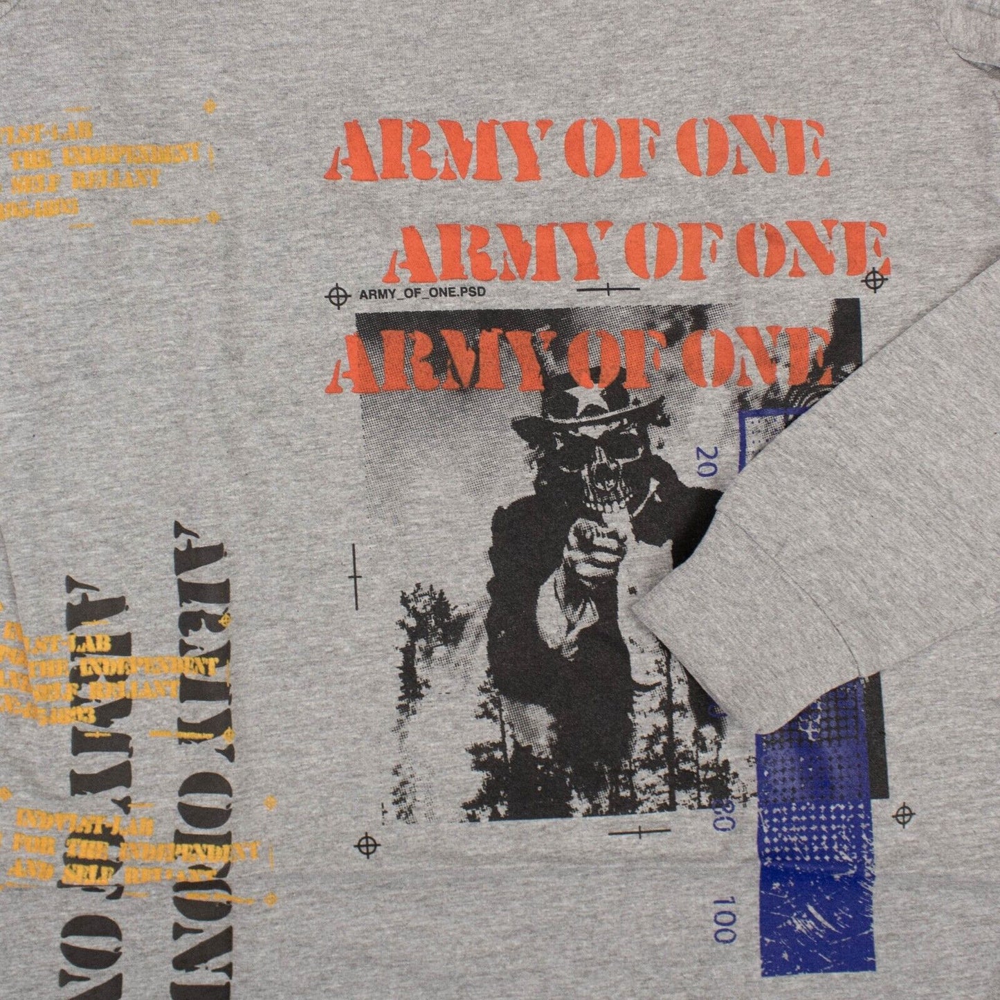 Indvlst Hand Printed Army Of One Ls T-Shirt - Gray