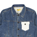 Pyer Moss Blue & White Leather Pocket Denim Jacket