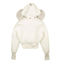 Women's Pearl White Bomber Down Jacket