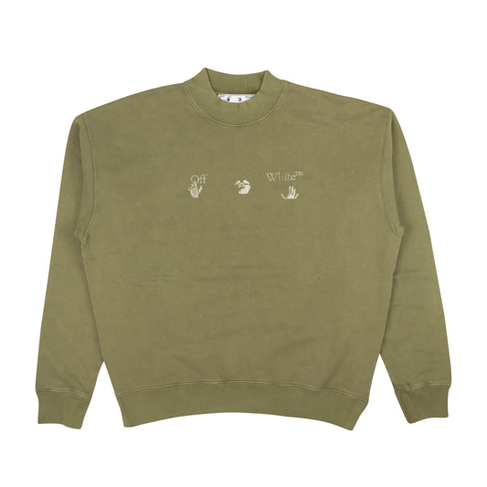 Green White Big OW Skate Crewneck