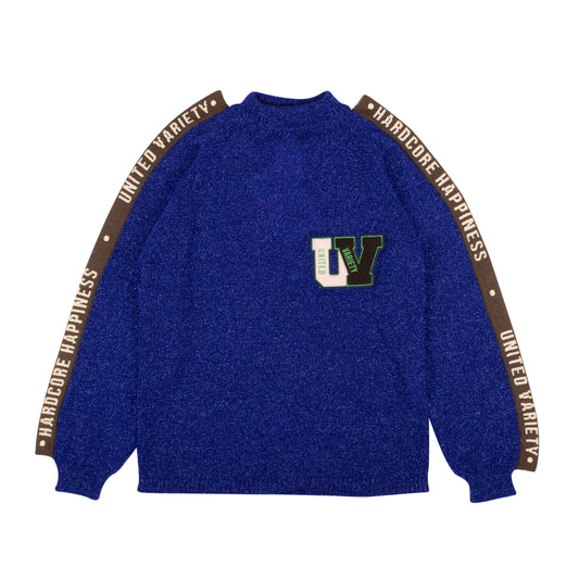 Survival Of The Fashionest Glitter Slogan Sweater - Blue