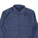 Blue Printed Button Down Dress Shirt