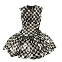 Black And Silver Sequined Sleevless Drop Waist Dress