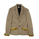 Brown Grey Tailored Feather Detail Jacket