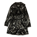 Black Patent Faux Leather Raincoat