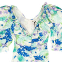 Alessandra Rich Floral Silk Taffeta Mini Dress - Blue