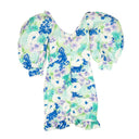 Alessandra Rich Floral Silk Taffeta Mini Dress - Blue