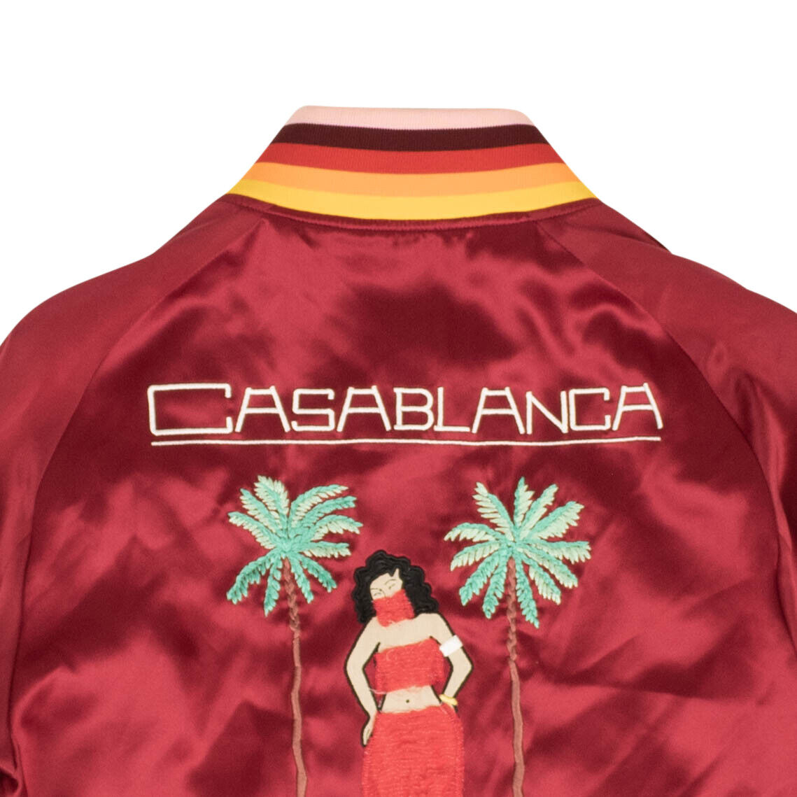 Casablanca Silk Satin Embroidered Souvenir Jacket - Bordeaux