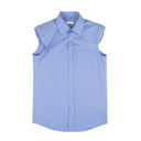 Blue Casual Padded Sleeveless Shirt