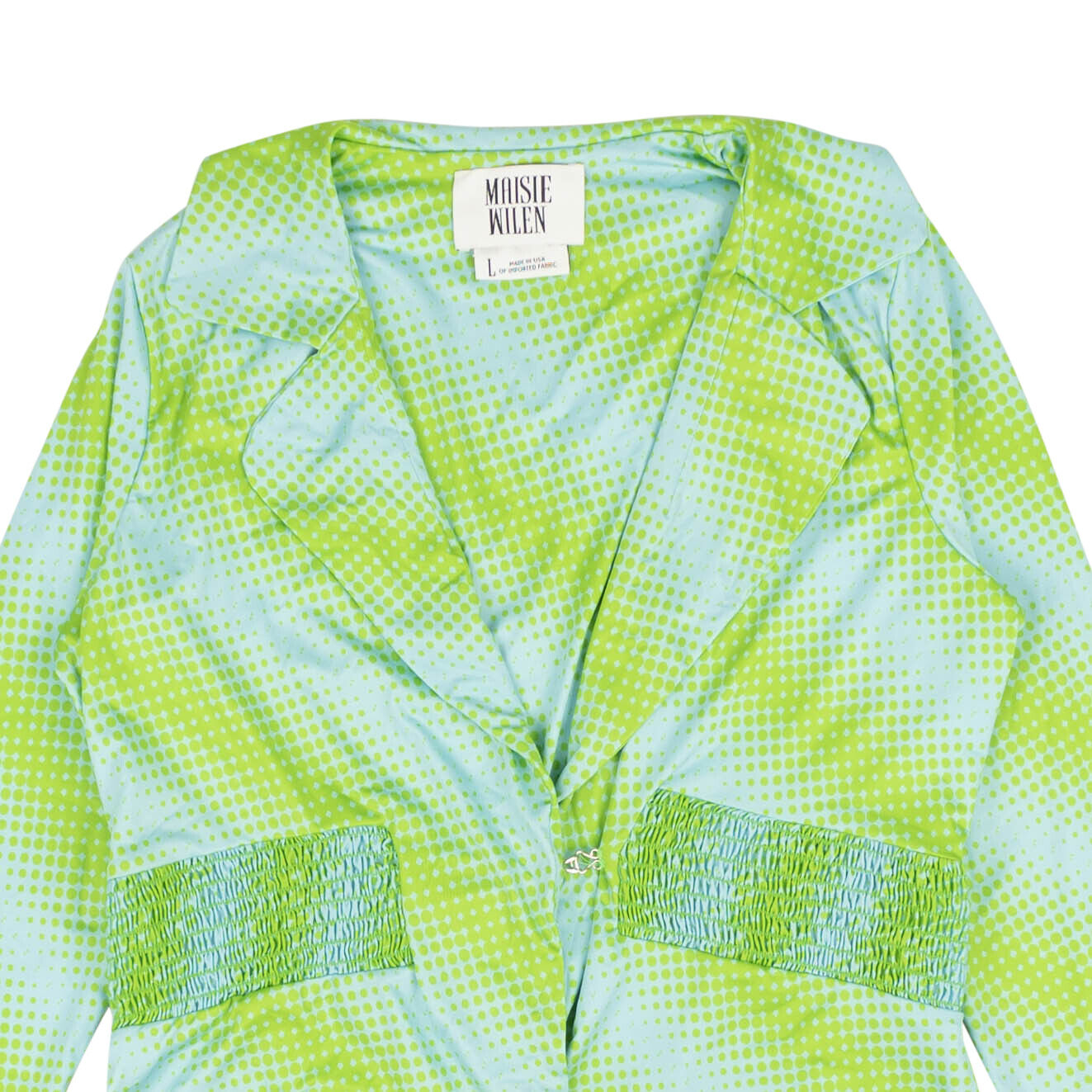 Maisie Wilen Ruched Blazer Jacket - Blue/Green