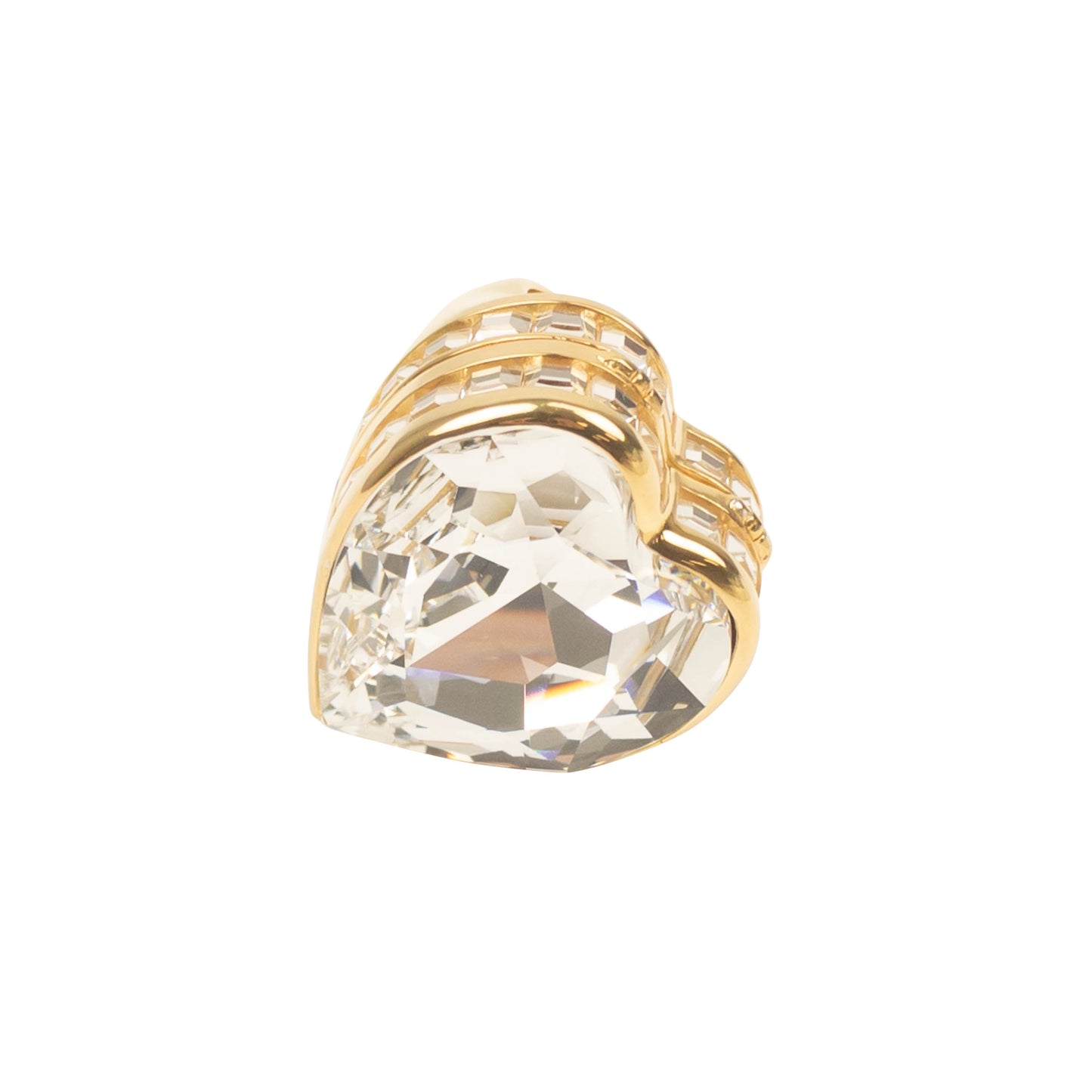 Ambush Heart Box Crystal Ring - Gold