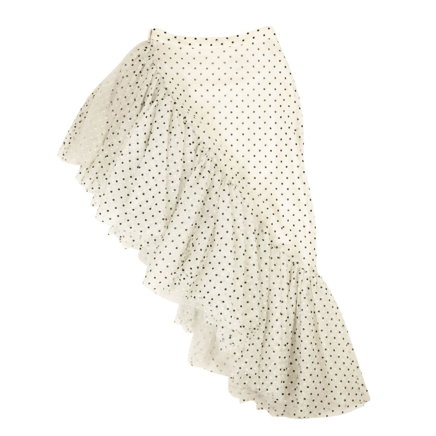 Rodarte Flocked Tulle Asmmetric Skirt - White/Black