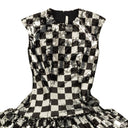 Black And Silver Sequined Sleevless Drop Waist Dress