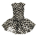Black And Silver Sequined Sleevless Drop Waist Dress