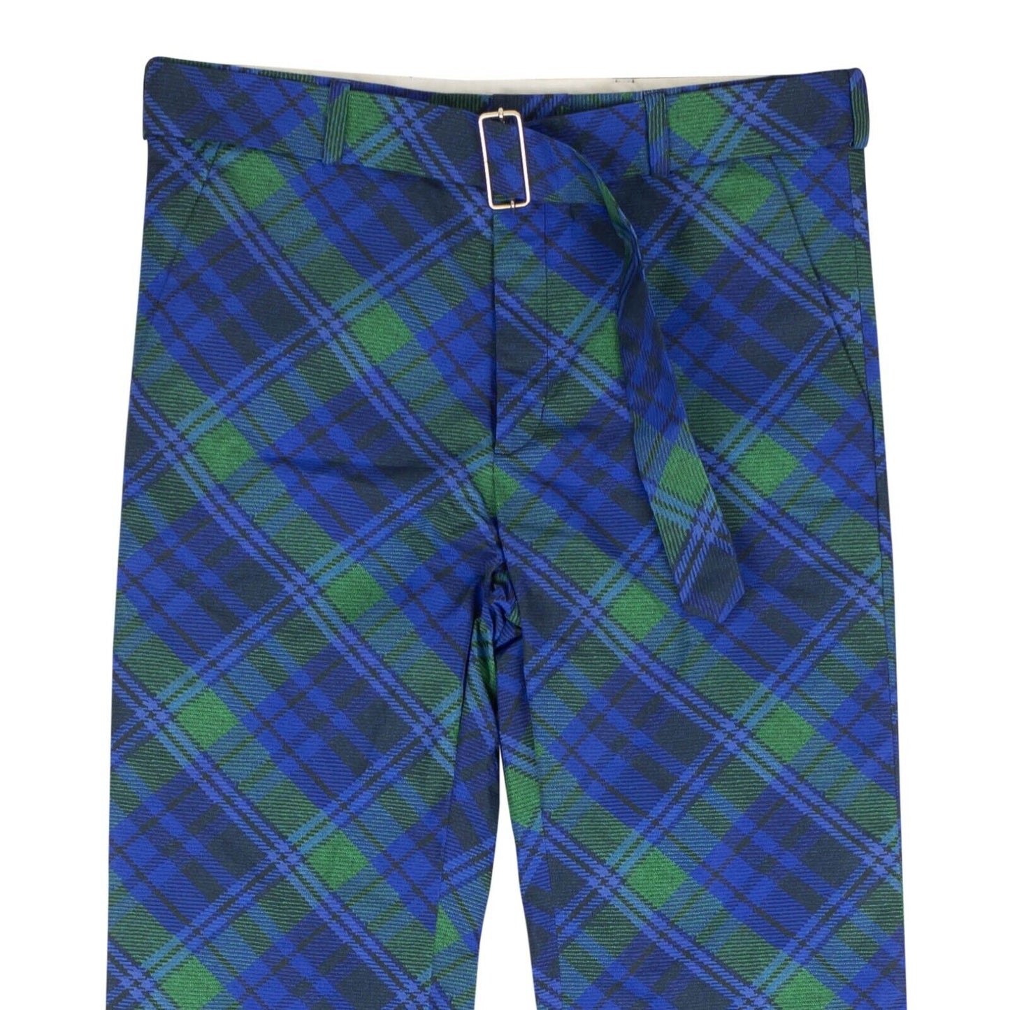 Stefan Cooke Studded Tartan Print Trousers - Blue/Green