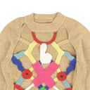 Camel Swans Crochet Front Sweater