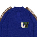 Survival Of The Fashionest Glitter Slogan Sweater - Blue