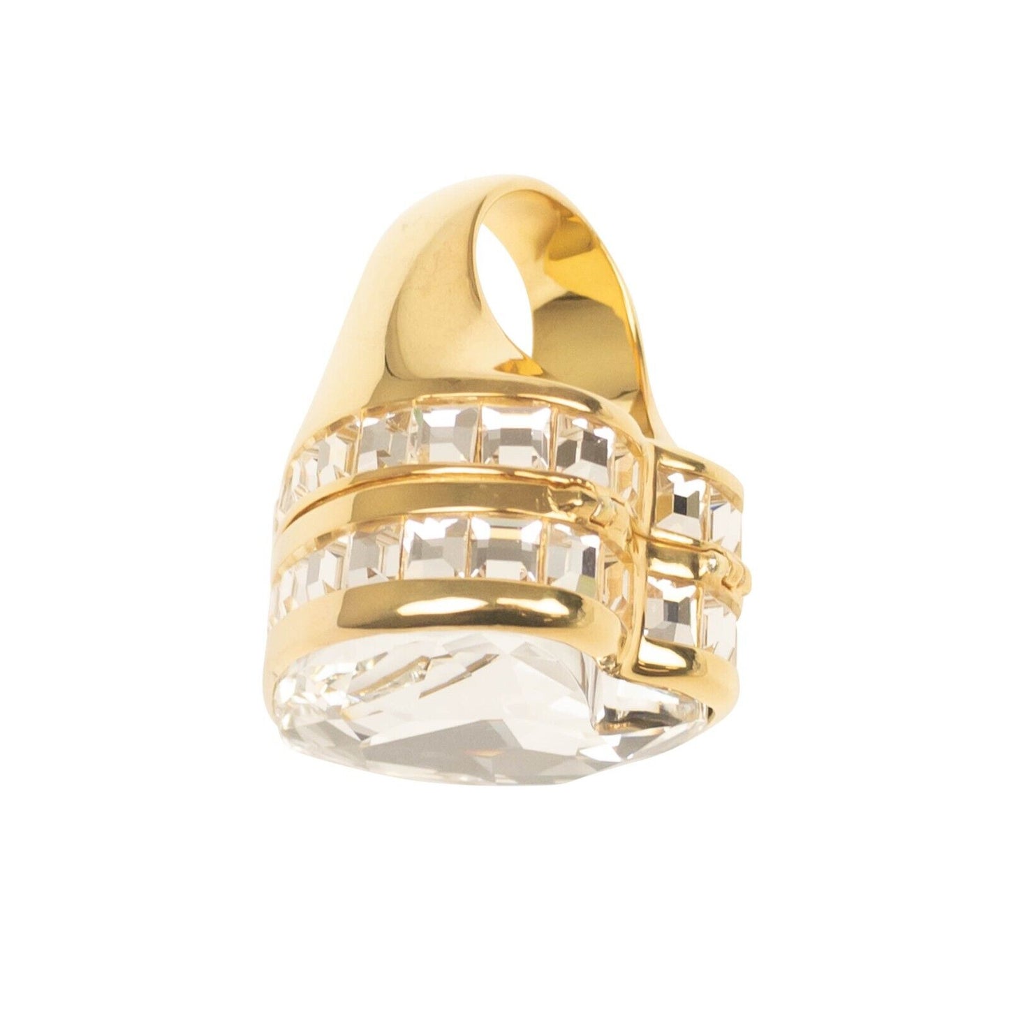 Ambush Heart Box Crystal Ring - Gold