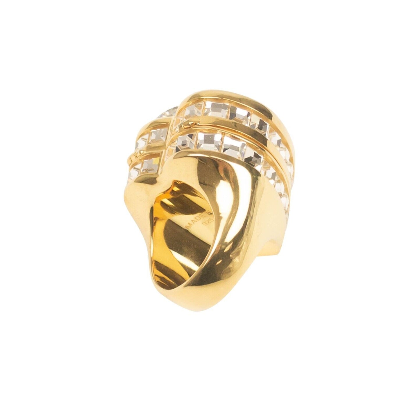 Ambush Heart Box Crystal Ring - Gold