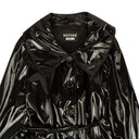 Black Patent Faux Leather Raincoat
