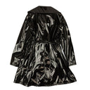 Black Patent Faux Leather Raincoat