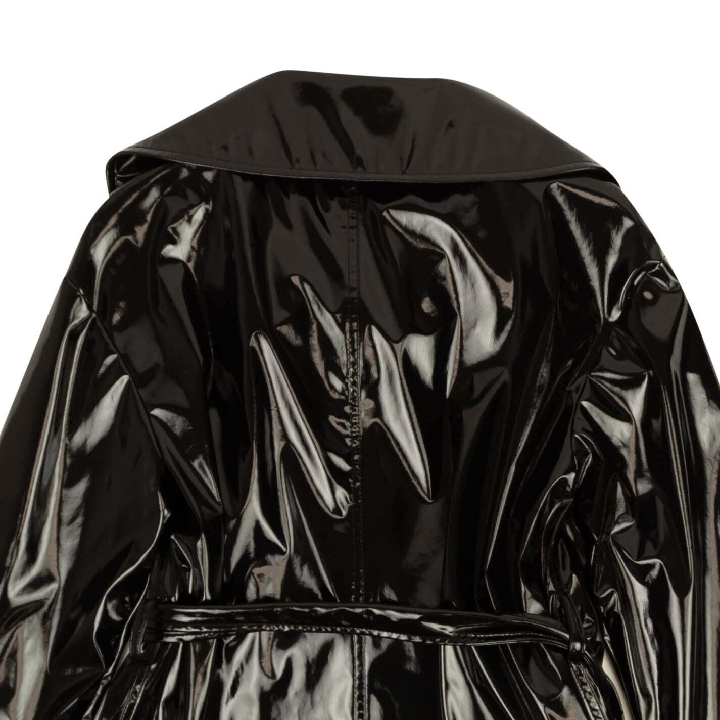 Botique Moschino Belted Patent Raincoat - Black
