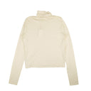 White Long Sleeve Twist Silk Blend Turtleneck