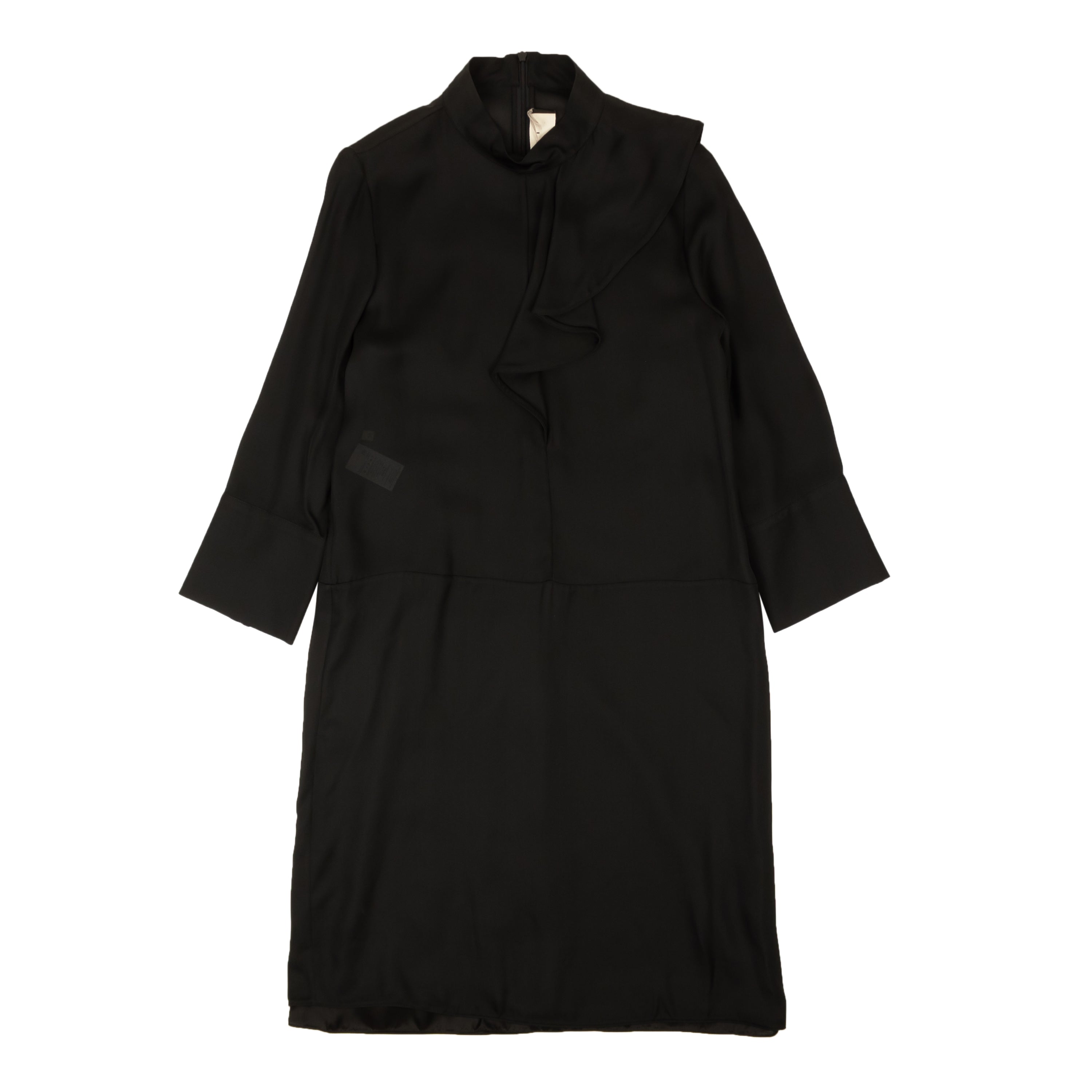 Marni Silk Ruffle Long Sleeve Dress - Black
