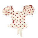 Rodarte Glitter Heart Cinched Blouse - White/Red