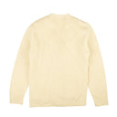 White Belted Ribbed Knit Wool Cardigan